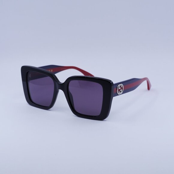 Gucci GG1861S 004 Sunglasses Shiny Black Square Frame, Dark Violet Lenses main image 8